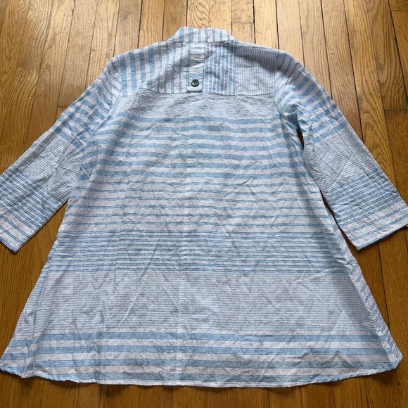 Habitat Size S NEW Turquoise & White Stripe 3/4 Sleeve Button-Front Tunic Jacket - Picture 16 of 16